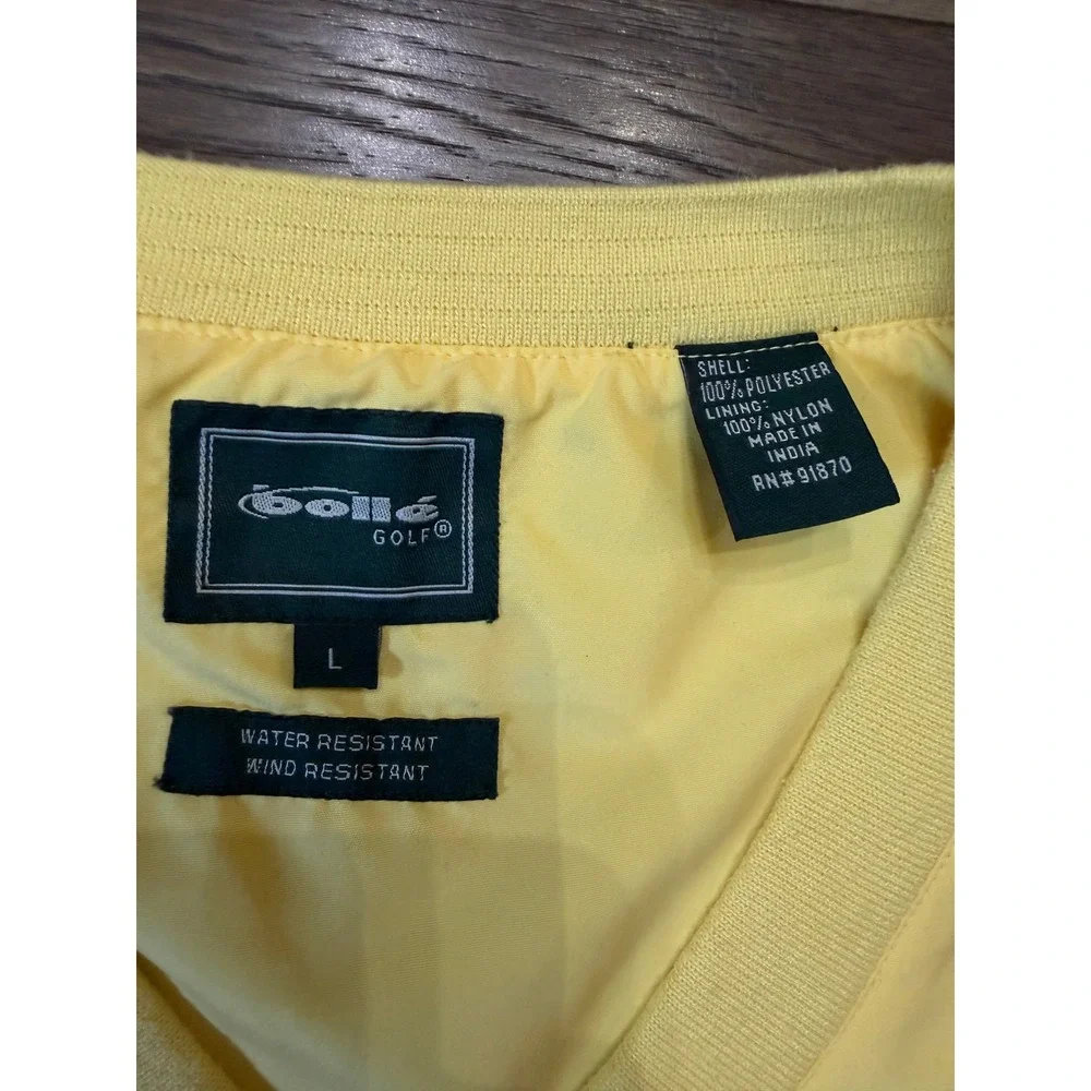 Bolle Golf Mens Yellow Windbreaker Vest V-Neck Water Resistant‎ Large RN91870